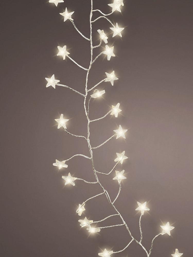 Battery Operated Lights | 100 Micro LED Battery Operated Static STAR Compact Lights – Warm White/Silver Cable Battery Operated Lights Battery Operated Lights