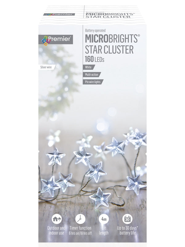 Battery Operated Lights | 160 Multi-Action Microbright Star Clusters with Timer – White Leds Battery Operated Lights Battery Operated Lights