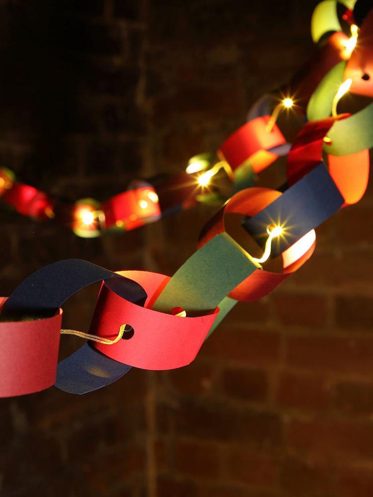 Battery Operated Lights | 2.2M DIY Paper Chain with 20 Warm White LED Flexi Wire Light Battery Operated Lights Battery Operated Lights