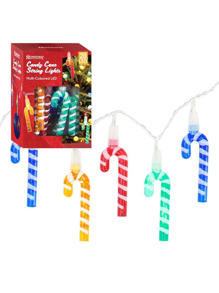 Battery Operated Lights | 20 LED Coloured Cane String Lights Battery Operated Lights Battery Operated Lights