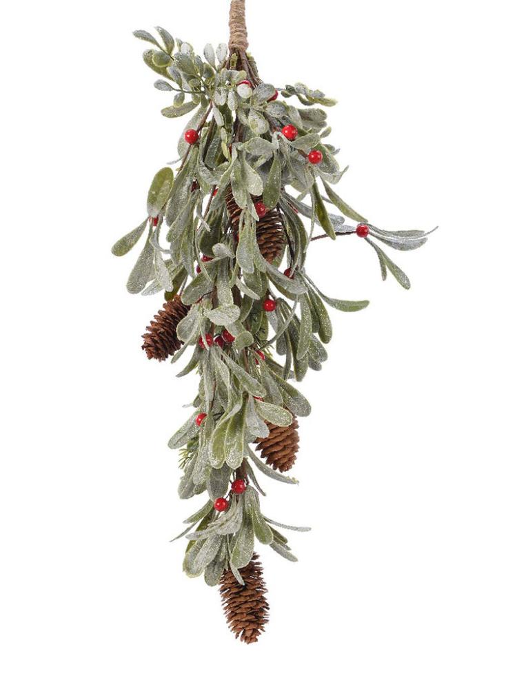 Christmas Floristry | 50cm Plastic Bunch With Berries And Glitter Christmas Floristry Christmas Floristry