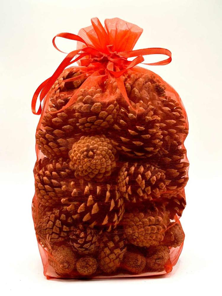 Christmas Floristry | Scented Pine Cones – Red Organza Bag Christmas Floristry Christmas Floristry