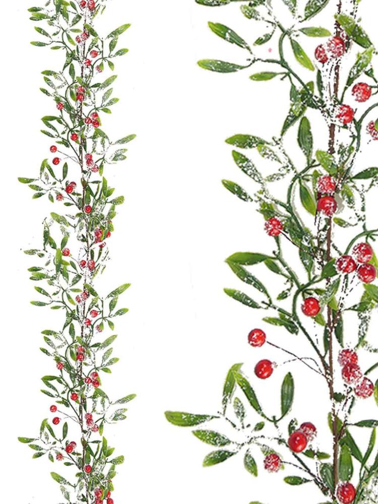 Christmas Garlands | 1.5M Red Berry & Leaf Snowy Garland Christmas Garlands Christmas Garlands