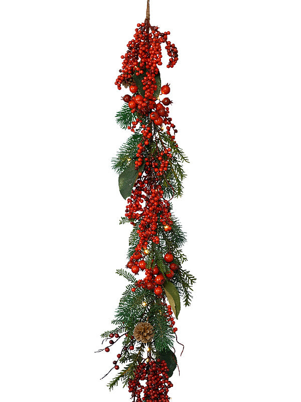 Christmas Garlands | 1.8M (6ft) Decorated Christmas Garland with Pinecones and Berries Christmas Garlands Christmas Garlands