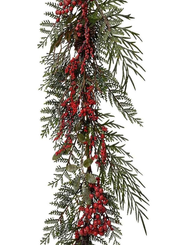 Christmas Garlands | 1.8M (6ft) Garland with Glitter Berries Christmas Garlands Christmas Garlands