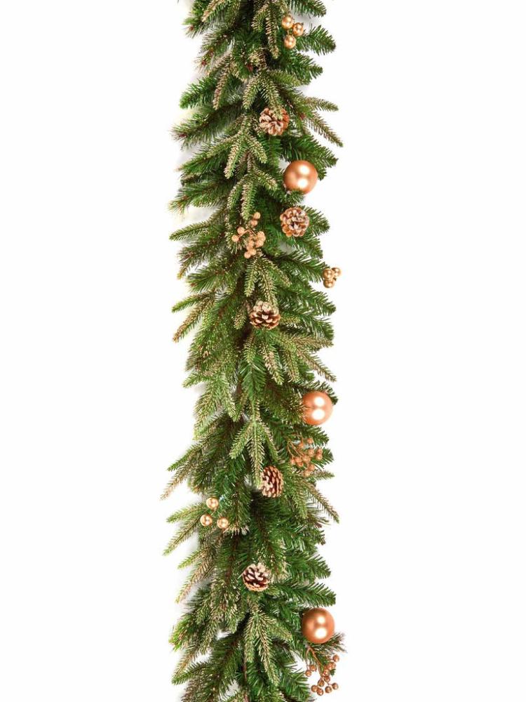 Christmas Garlands | 1.8M (6ft) Gold Decorative Garland PE/PVC Baubles & Cones Christmas Garlands Christmas Garlands