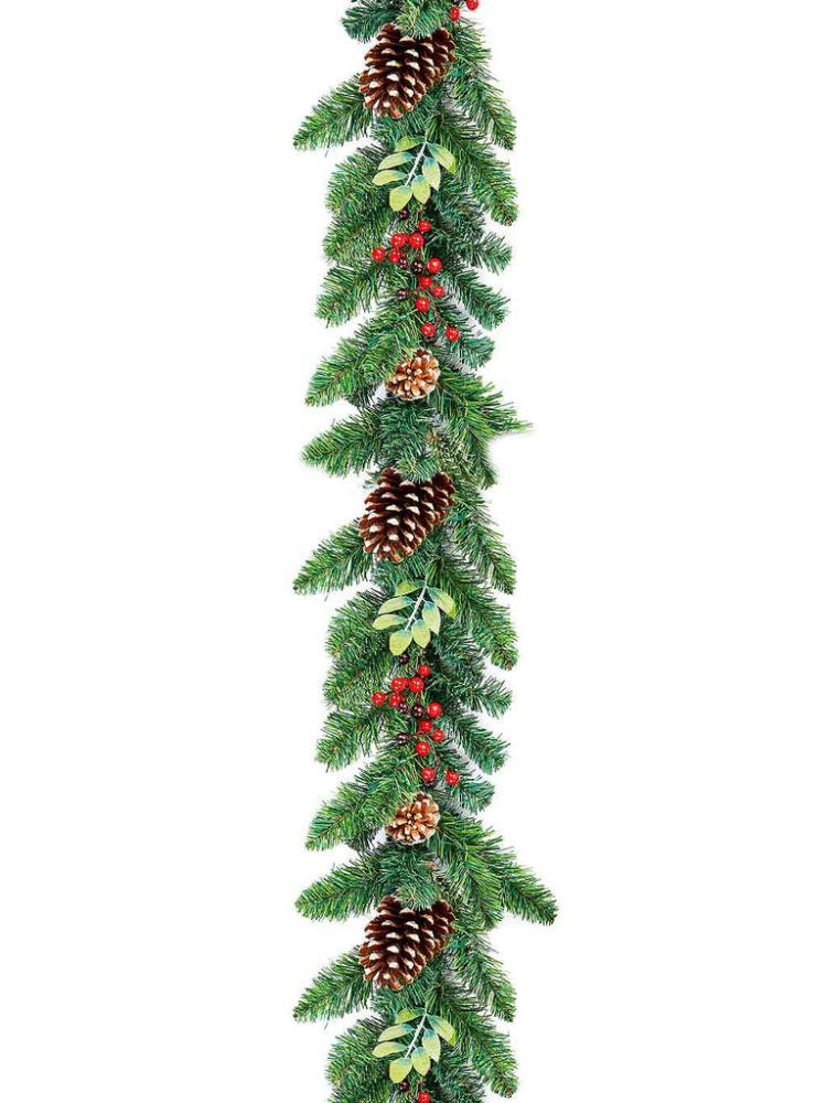 Christmas Garlands | 1.8M Berry and Cone Garland with Champagne Glitter Christmas Garlands Christmas Garlands