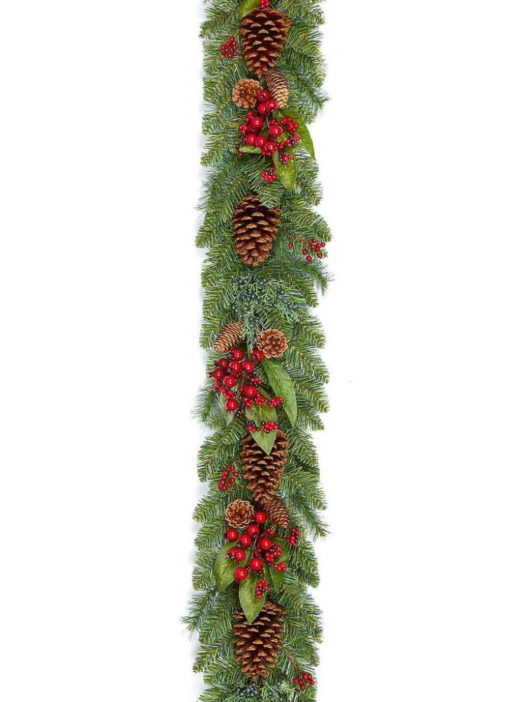 Christmas Garlands | 1.8M Natural Red Berry Garland with Pinecones Christmas Garlands Christmas Garlands