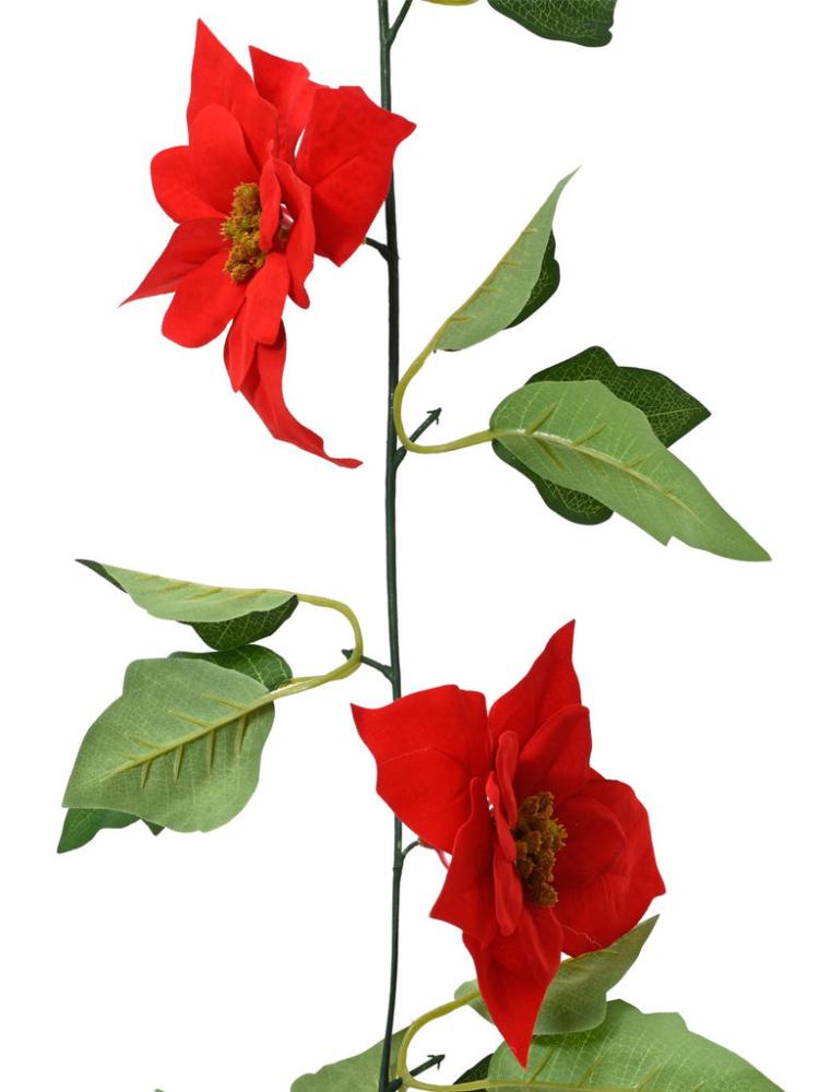 Christmas Garlands | 1.8M Red Poinsettias Garland Christmas Garlands Christmas Garlands