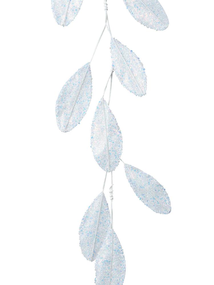 Christmas Garlands | 125cm Glitter Leaf Garland with Acrylic Beads – White Christmas Garlands Christmas Garlands