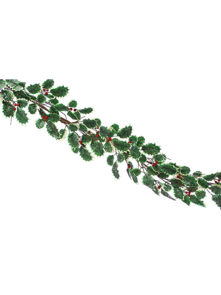 Christmas Garlands | 152cm Green Holly / Red Berries Garland Christmas Garlands Christmas Garlands