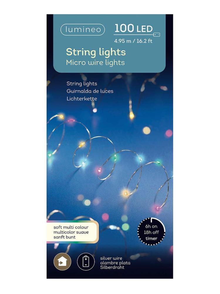 Christmas Lighting Accessories | 100 B/O Micro LED String Lights – Silver/Soft Multicolour Christmas Lighting Accessories Christmas Lighting Accessories