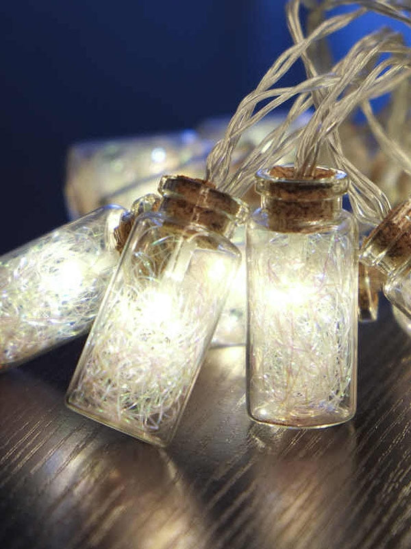 Christmas Lighting Accessories | 16 LED Battery Operated Glass Jar Lights Chain with Angel Hair Christmas Lighting Accessories Christmas Lighting Accessories