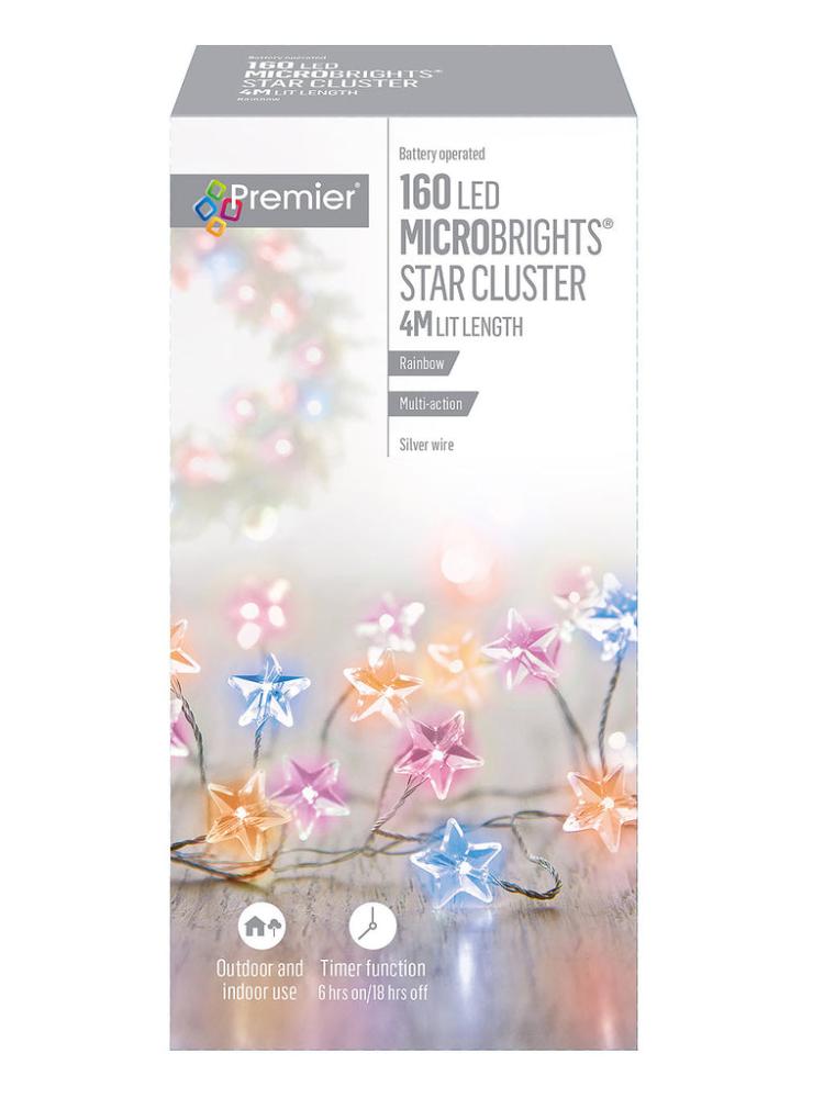 Christmas Lighting Accessories | 160 Multi-Action Microbright STAR Clusters with Timer – Rainbow Leds Battery Operated Lights Battery Operated Lights