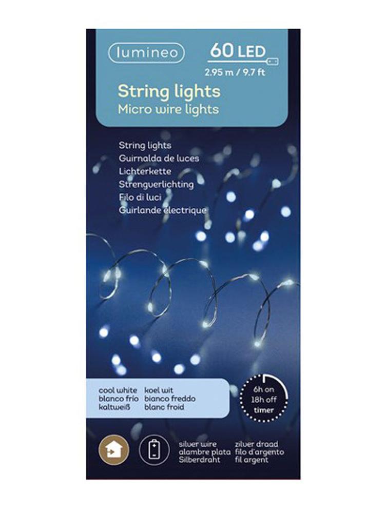 Christmas Lighting Accessories | 60 Micro LED String Lights with Silver Wire Christmas Lighting Accessories Christmas Lighting Accessories