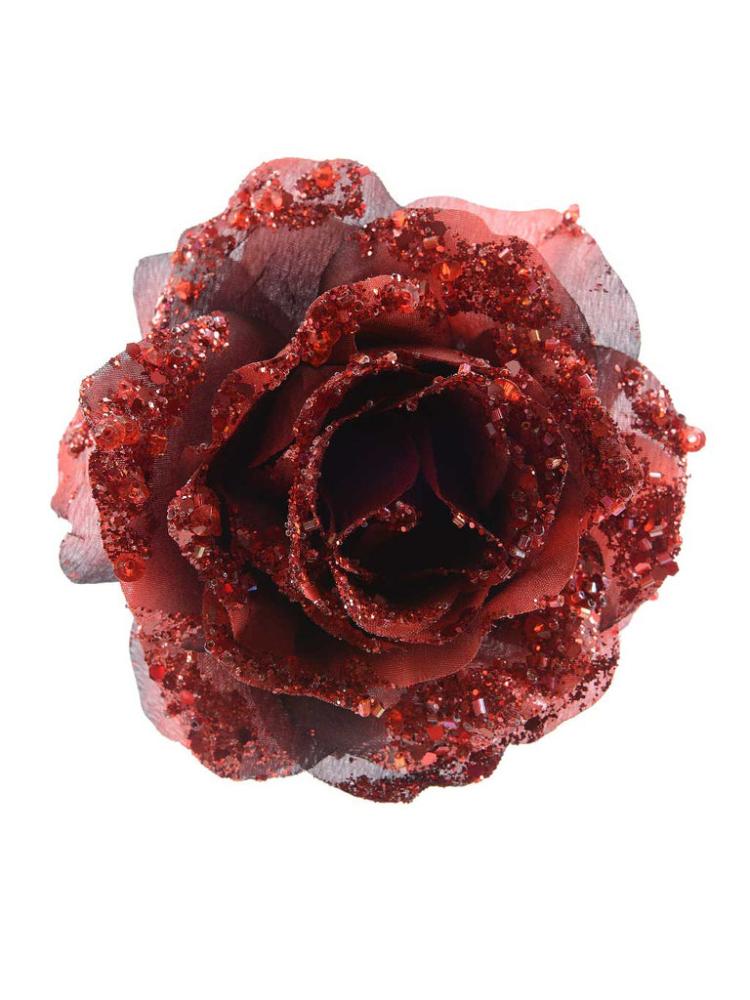 Christmas Picks and Stems | 14cm Clip On Rose – Oxblood Christmas Picks & Stems Christmas Picks & Stems