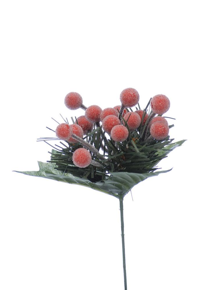 Christmas Picks and Stems | 19cm Red Frosted Berry Pick Christmas Picks & Stems Christmas Picks & Stems