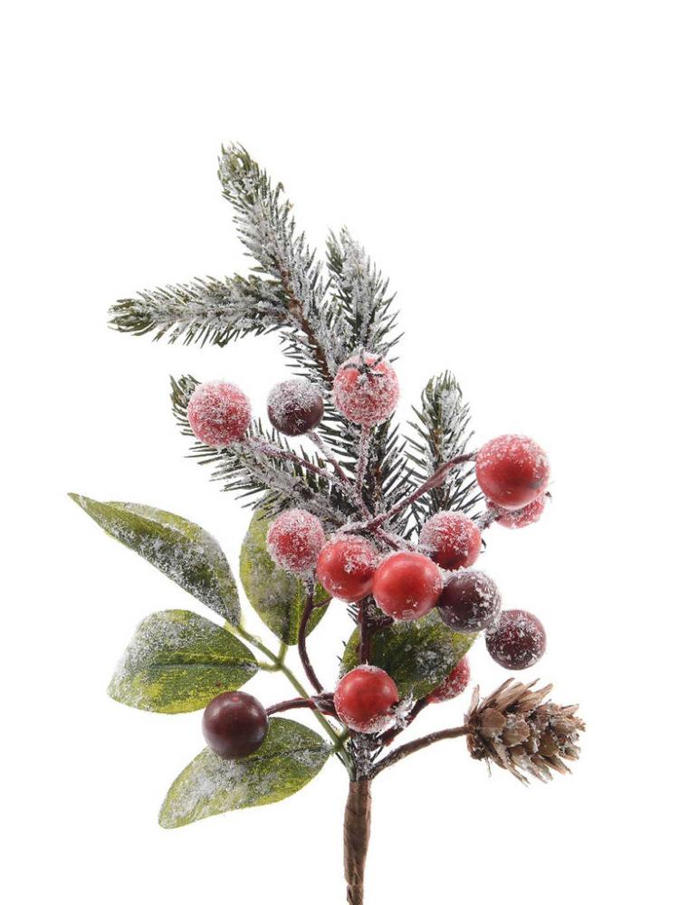 Christmas Picks and Stems | 24cm Snowy Decorated Berry Pick Christmas Floristry Christmas Floristry