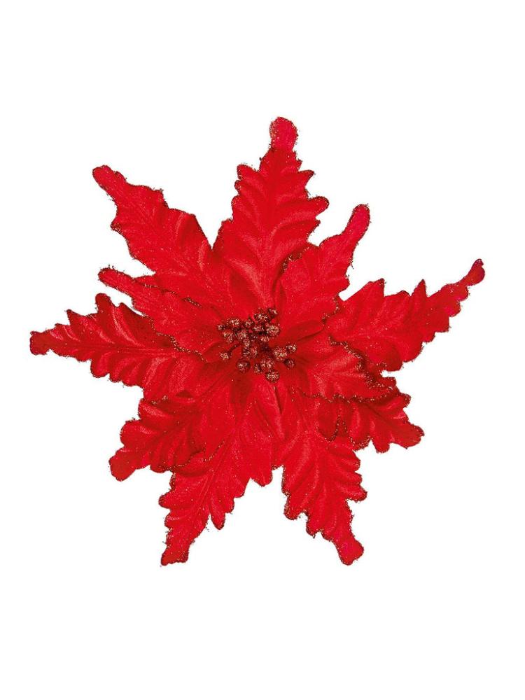 Christmas Picks and Stems | 25cm Velour Clip on Poinsettia Christmas Picks & Stems Christmas Picks & Stems