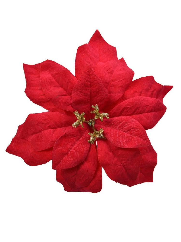 Christmas Picks and Stems | 26cm Poinsettia On Clip – Red Christmas Picks & Stems Christmas Picks & Stems