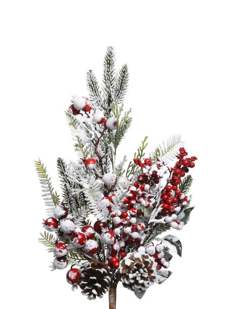 Christmas Picks and Stems | 30cm Frosted Red Berry Spray Christmas Picks & Stems Christmas Picks & Stems