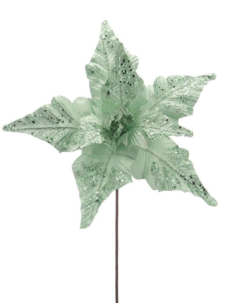 Christmas Picks and Stems | 33cm Light Green Poinsettia Stem Christmas Picks & Stems Christmas Picks & Stems