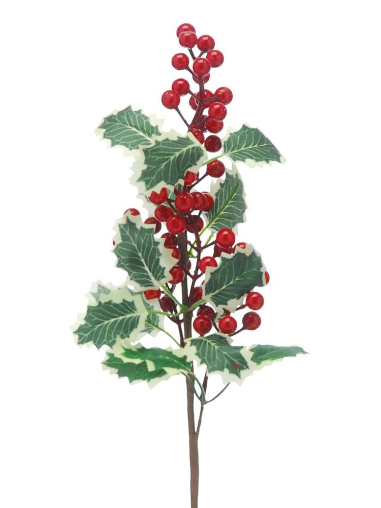 Christmas Picks and Stems | 55cm Red Berry and Holly Leaf Stem Christmas Picks & Stems Christmas Picks & Stems