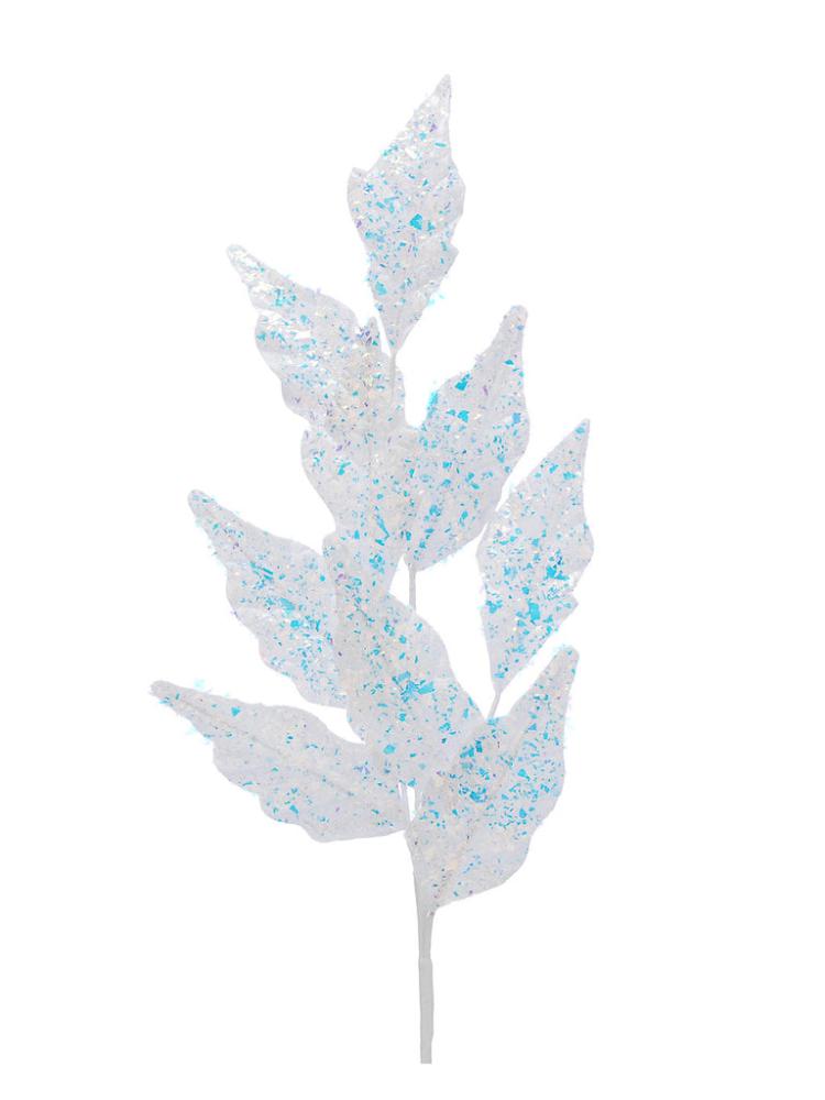 Christmas Picks and Stems | 80cm White Sparkle Leaves Stem Christmas Picks & Stems Christmas Picks & Stems