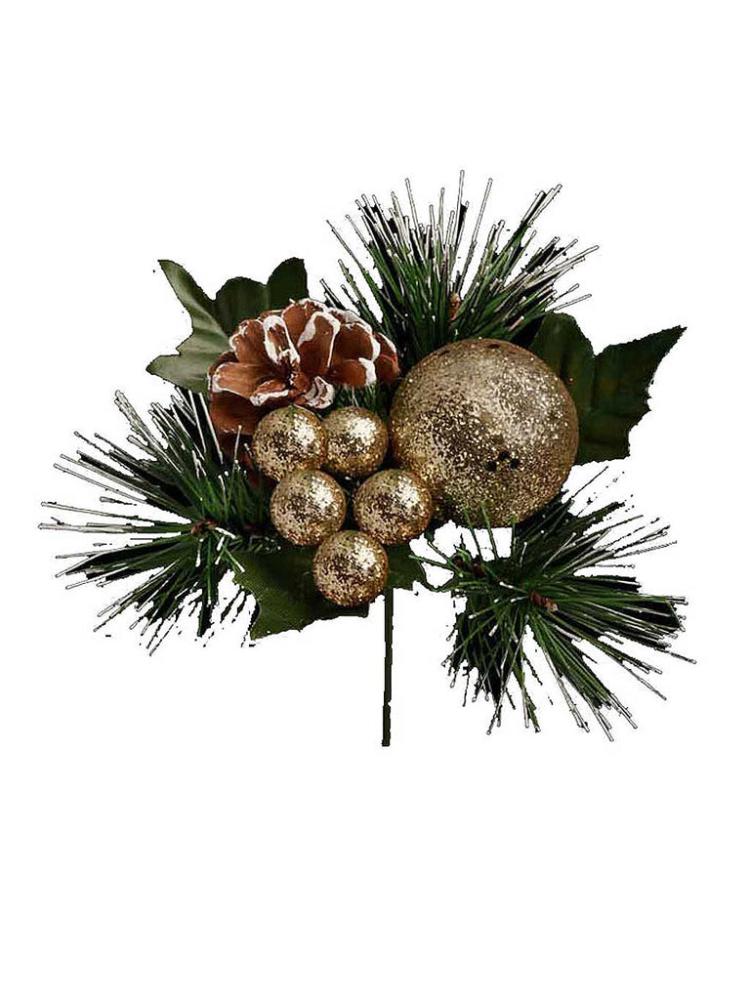 Christmas Picks and Stems | Glitter Ball & Cone Pick Christmas Picks & Stems Christmas Picks & Stems