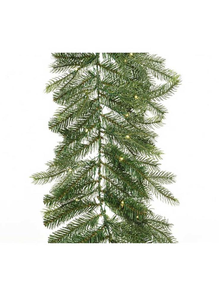 Christmas Pre-Lit Garlands | 2.7m (9ft) Grandis Garland with 80 Outdoor Battery Operated Micro LED Lights – Warm White Christmas Pre-Lit Garlands Christmas Pre-Lit Garlands