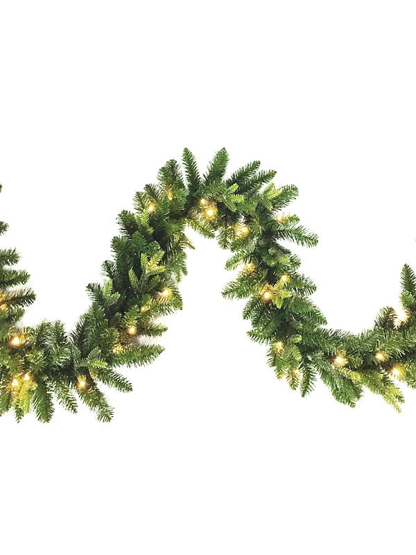 Christmas Pre-Lit Garlands | 9ft (2.7M) St. Moritz Fir Pre-Lit Garland with PE-PVC & 50 LEDs Christmas Pre-Lit Garlands Christmas Pre-Lit Garlands