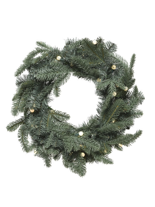 Christmas Pre-Lit Wreaths | 50cm Pre-Lit Wreath With Baubles Christmas Pre-Lit Wreaths Christmas Pre-Lit Wreaths