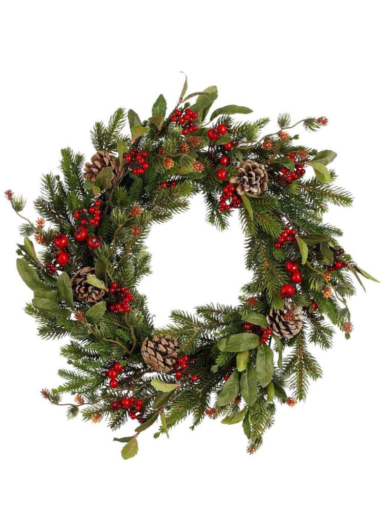 Christmas Wreaths | 50cm Austin Wreath with Berries & Cones Christmas Wreaths Christmas Wreaths