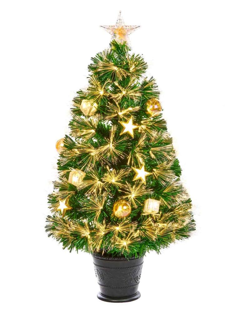 Fibre Optic Christmas Trees | Fibre Optic Tree – Burst with Gold Baubles Artificial Christmas Trees Fibre Optic Christmas Trees