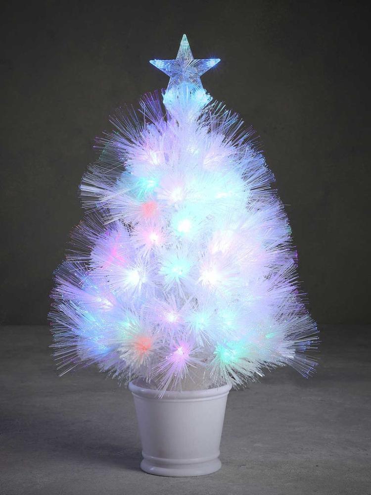 Fibre Optic Christmas Trees | Greenville White Fibre Optic Tree with Multi LEDs Artificial Christmas Trees Fibre Optic Christmas Trees