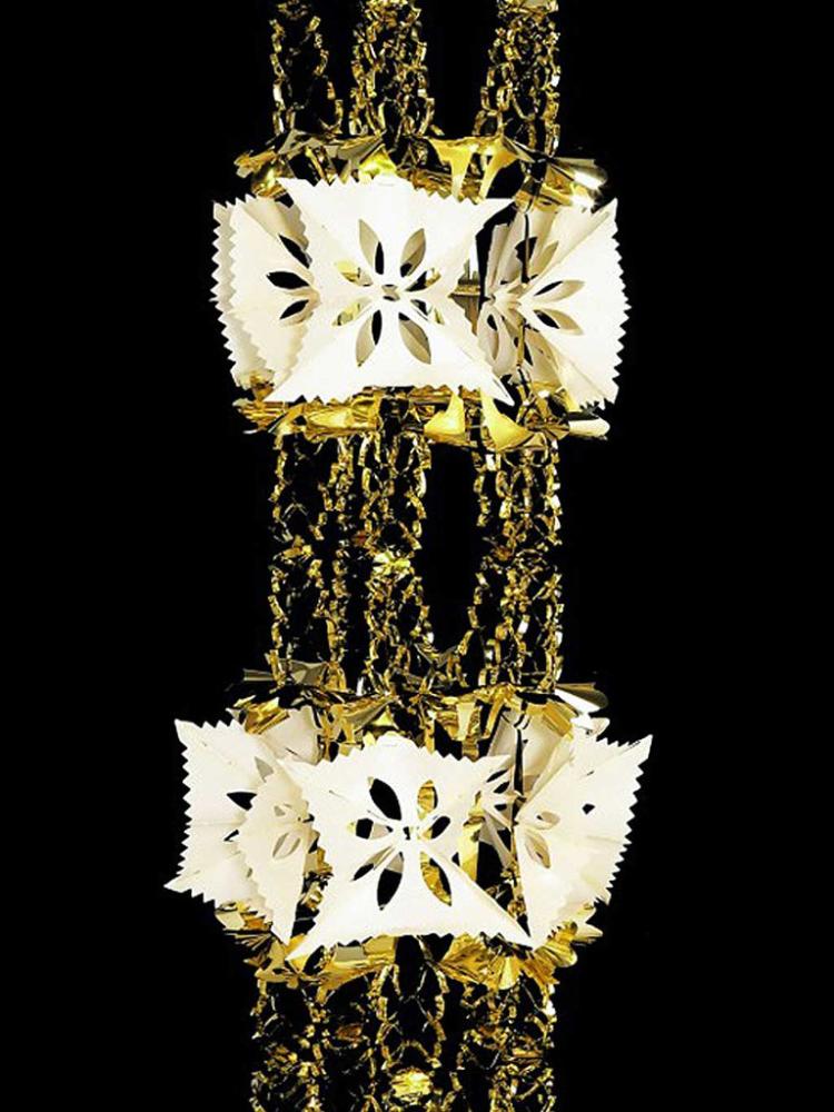 Foil Decorations | 2.7M x 33cm Christmas Foil Garland – Gold & Ivory Christmas Decorations Foil Decorations