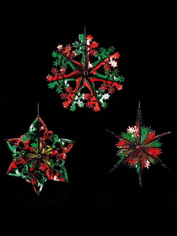 Foil Decorations | 40cm Foil Starburst Christmas Decoration – Red & Green Christmas Decorations Foil Decorations