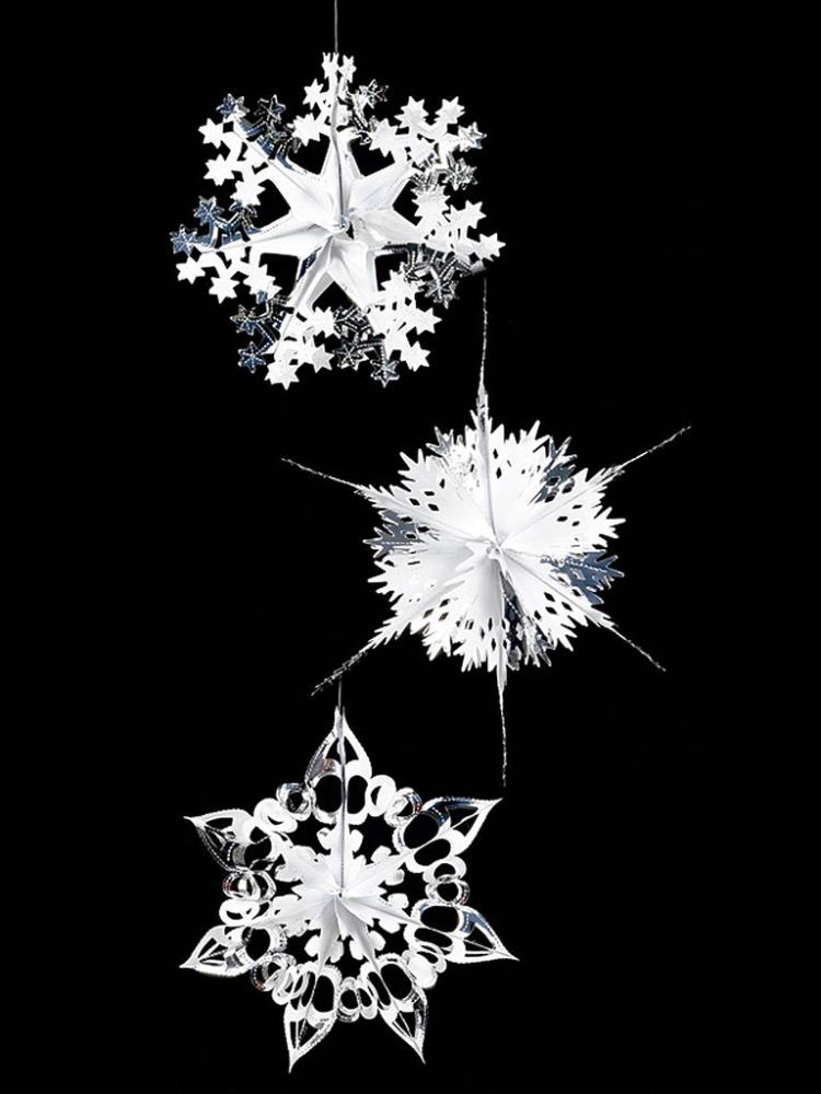 Foil Decorations | 40cm Foil Starburst Christmas Decoration – Silver & White Christmas Decorations Foil Decorations