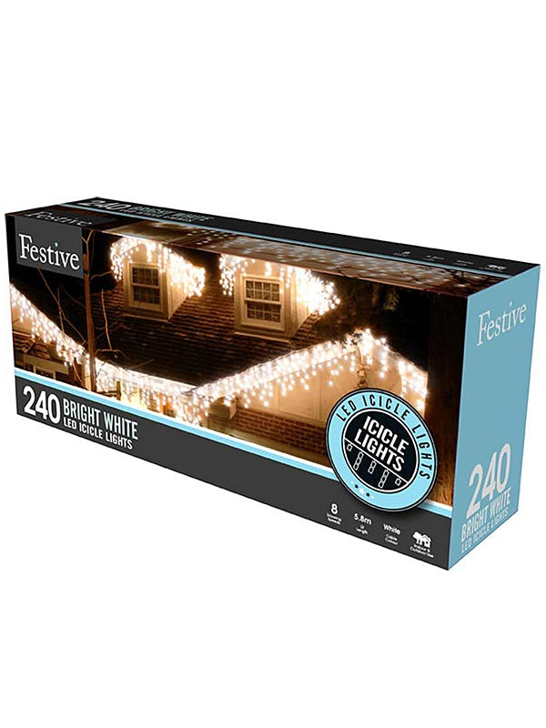 Icicle Lights | 240 LED Snowing Christmas Icicles – White Icicle Lights Icicle Lights