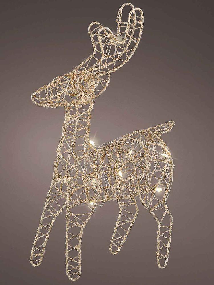 Lit Christmas Decorations | 21x12cm Micro LED Metal Reindeer Indoor Christmas Lights Lit Christmas Decorations