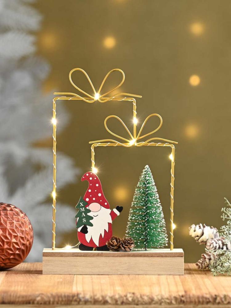 Lit Christmas Decorations | 24cm B/O Lit Gonk And Presents Scene Indoor Christmas Lights Lit Christmas Decorations