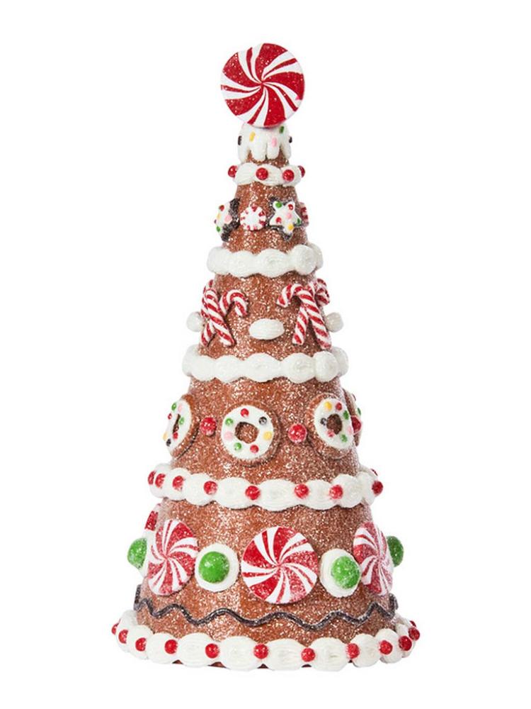 Lit Christmas Decorations | 26 x 13 x 13cm Gingerbread CandyTree Indoor Christmas Lights Lit Christmas Decorations