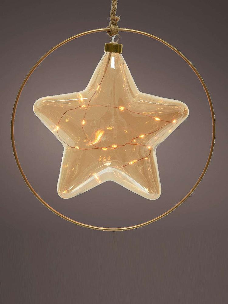 Lit Christmas Decorations | 26cm B/O Amber/Classic Warm Micro LED Star/Flower Indoor Christmas Lights Lit Christmas Decorations