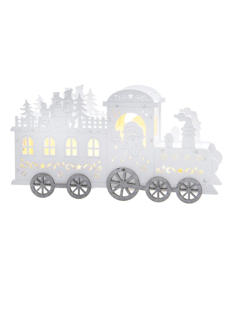 Lit Christmas Decorations | 27.5 cm B/O Lit Wooden Train Indoor Christmas Lights Lit Christmas Decorations