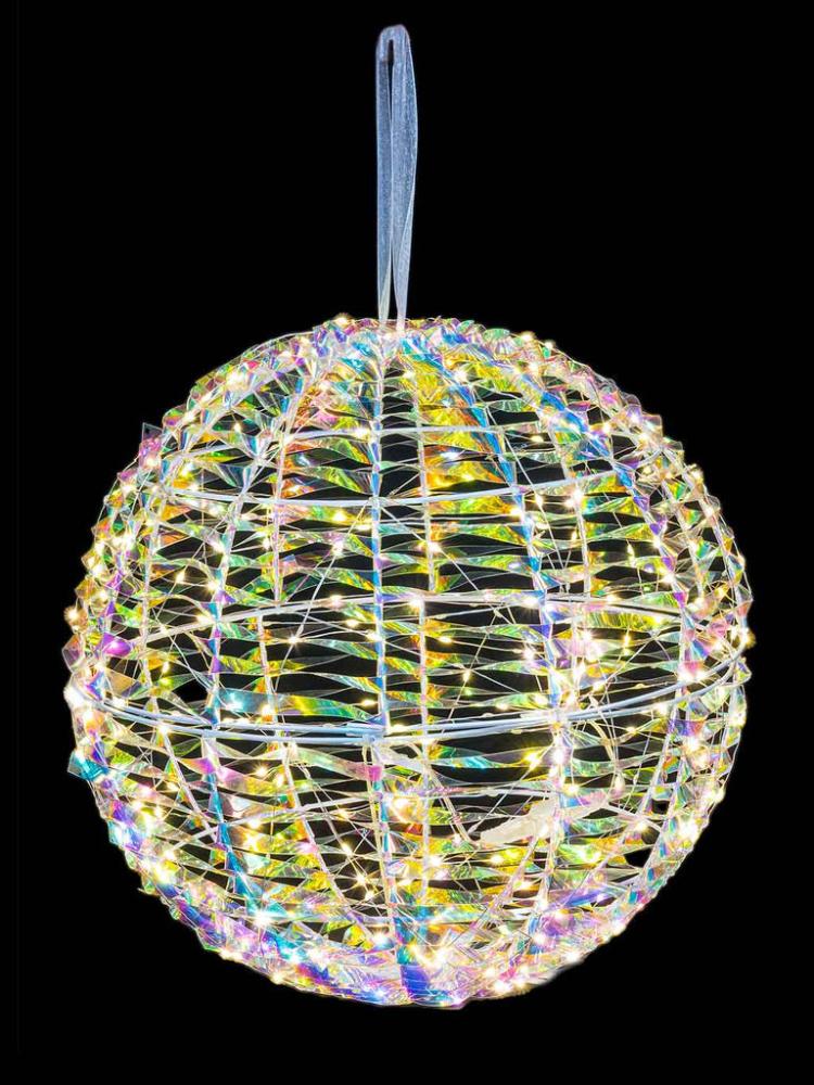 Lit Christmas Decorations | 30cm Iridescent Hanging Ball with 400 LED Lights Indoor Christmas Lights Lit Christmas Decorations