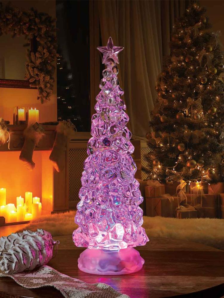 Lit Christmas Decorations | 30cm SnowSwirl Ice Tree Spinner Indoor Christmas Lights Lit Christmas Decorations