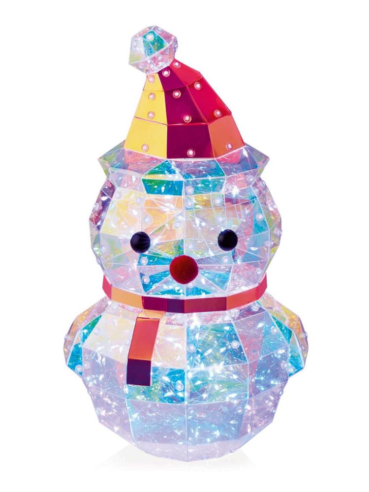 Lit Christmas Decorations | 31cm B/O Dream Light Iridescent Snowman with 90 White LEDs Indoor Christmas Lights Lit Christmas Decorations