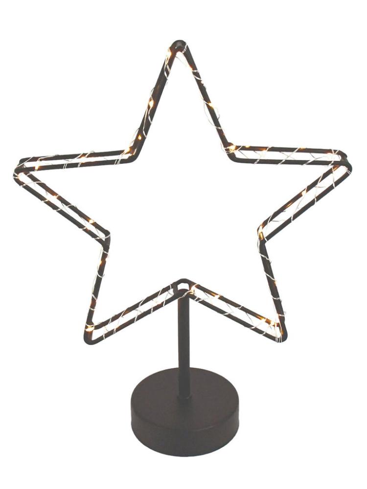 Lit Christmas Decorations | 32cm LED Black Star on Stand Indoor Christmas Lights Lit Christmas Decorations