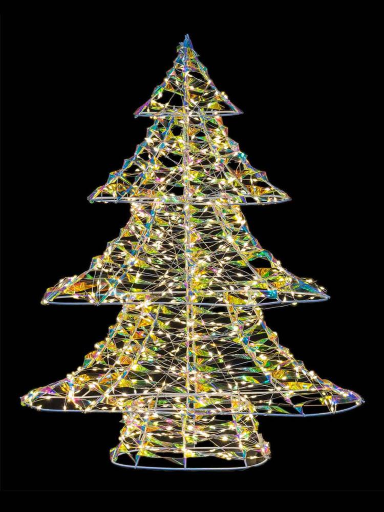 Lit Christmas Decorations | 34cm Iridescent Tree with 300 LED Lights Indoor Christmas Lights Lit Christmas Decorations