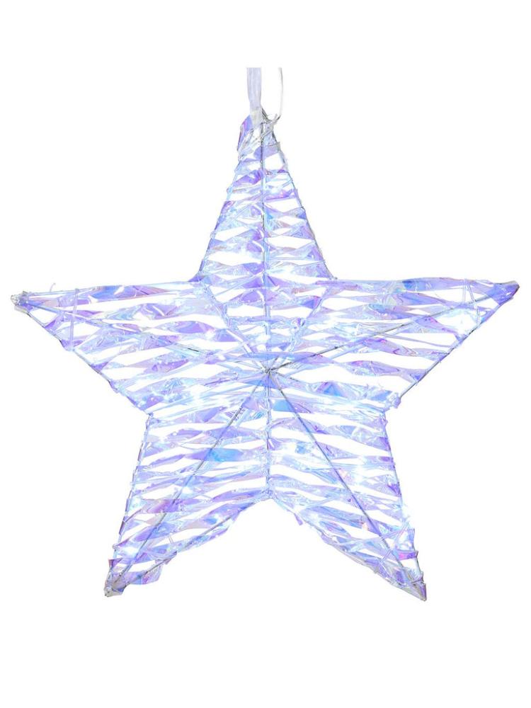 Lit Christmas Decorations | 38cm B/O Iridescent Star with White Micro LEDs Indoor Christmas Lights Lit Christmas Decorations